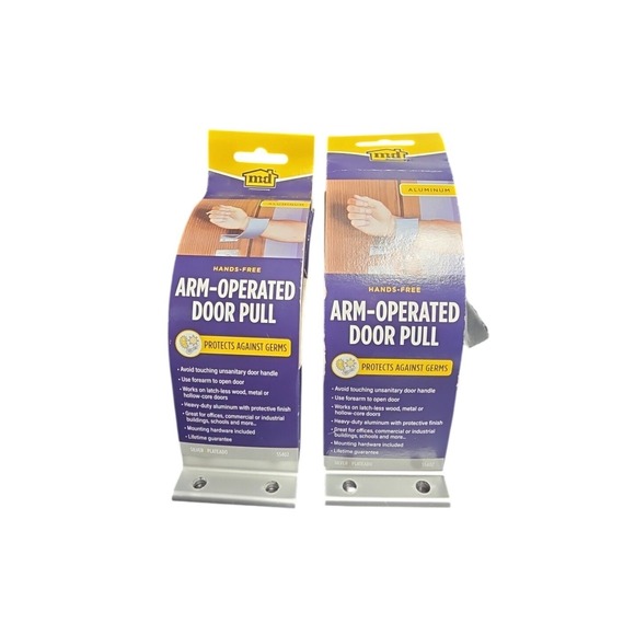M-D Other - M-D Hands Free Arm Operated Door Pull Opener Silver 55402 Aluminum 5" Lot of 2